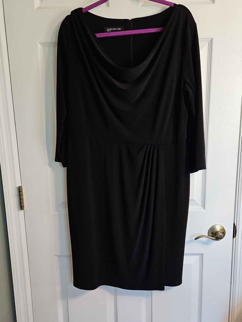Jones New York Black Draped Cowl Midi Dress